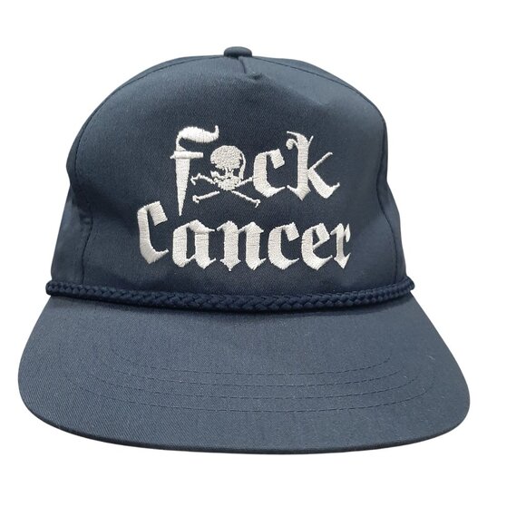 F*ck F Cancer Navy Blue Snapback Hat Adjustable Fit Embroidered Design Cotton - Picture 1 of 5